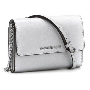 Michael Kors Metallic Silver Jet Set Crossbody